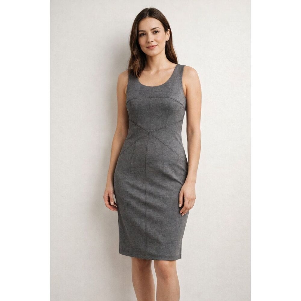 Suzy Shier Gray Sleeveless Sheath Dress Stretch Bodycon Size Small